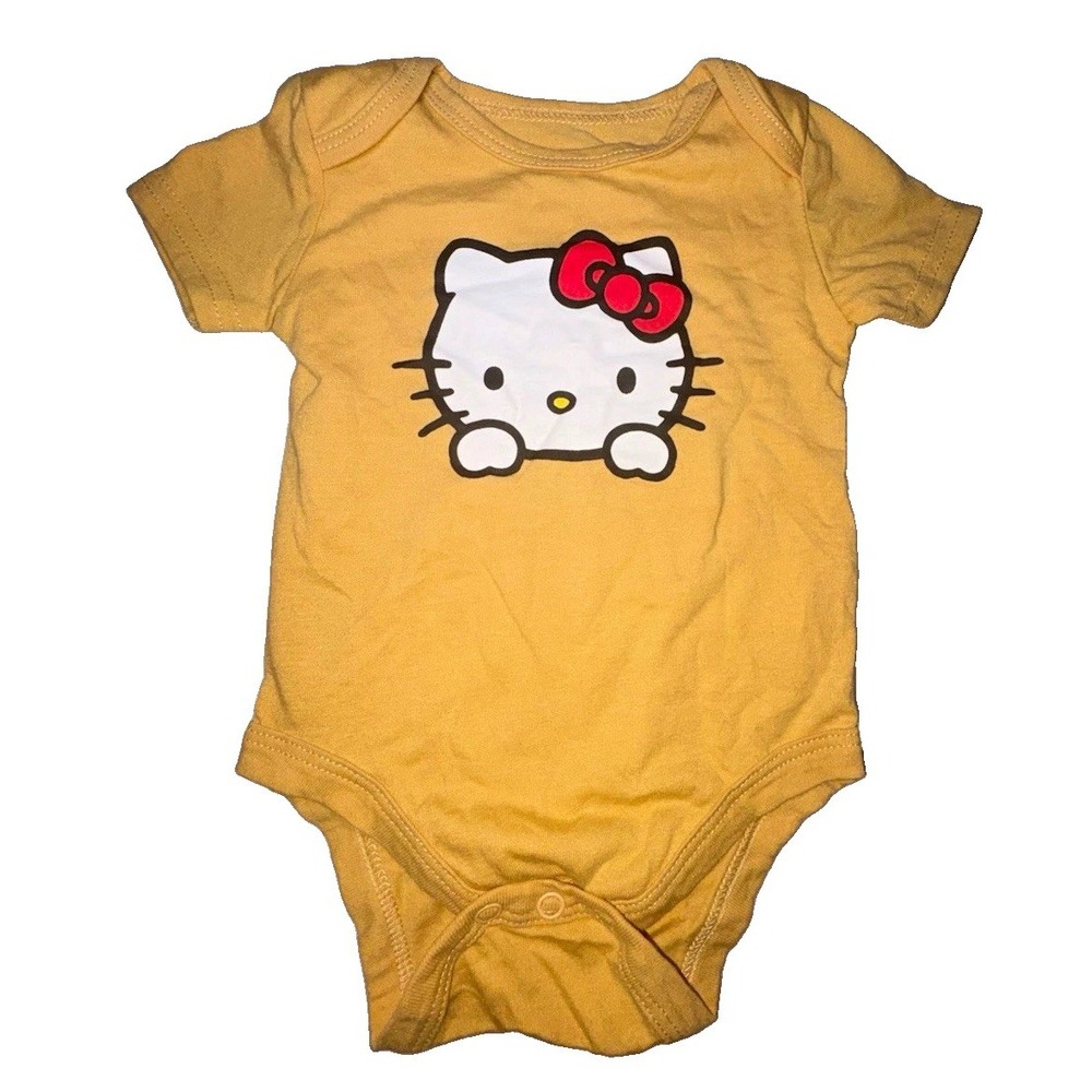 Disney Baby Yellow Hello Kitty Graphic Print Short Sleeve Bodysuit 3-6 Months